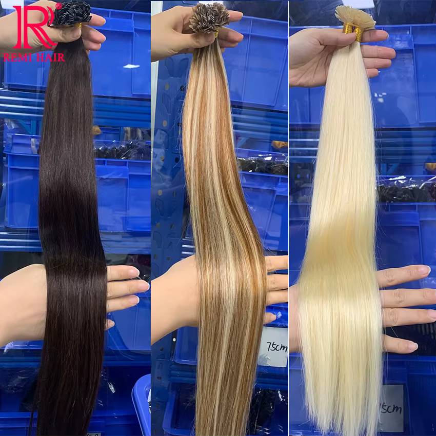 Extensions de cheveux à pointe plate en kératine