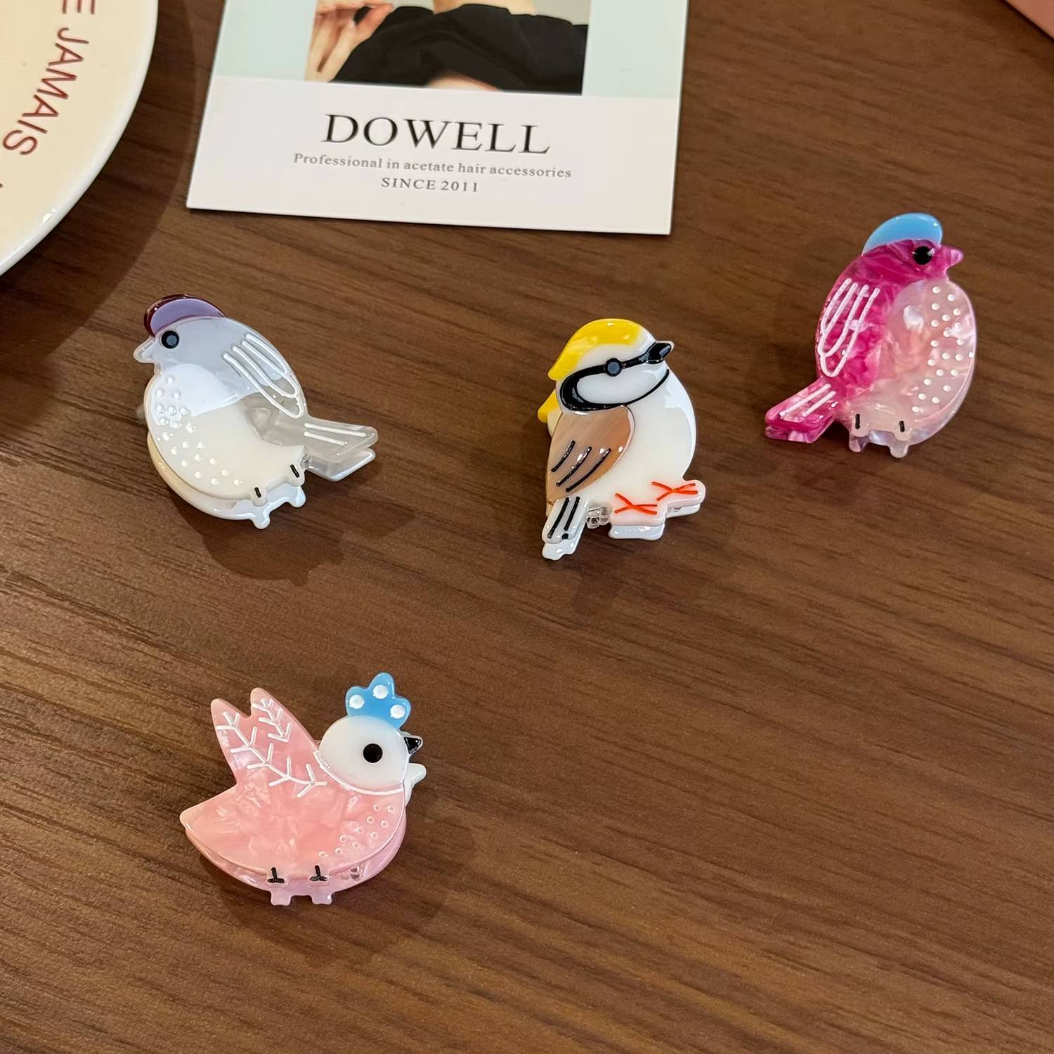 1Pc Mini Pinces à Cheveux en Forme d'Oiseau Mignonnes en Acétate