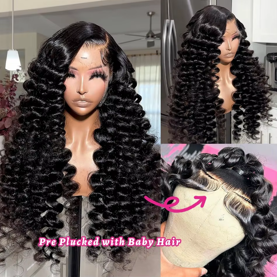 FRIZIRA 250% 30 40 pouces vague profonde lâche 13x6 HD dentelle avant perruques de cheveux humains pré plumés Wigs13x4