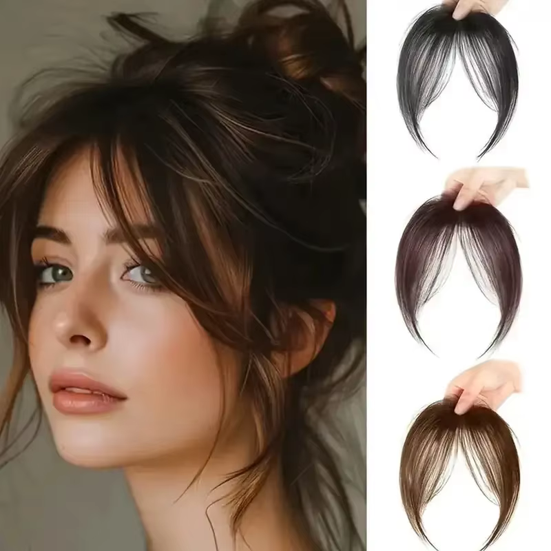 Nouvelle Frange Synthétique Naturelle Sans Couture pour Cheveux