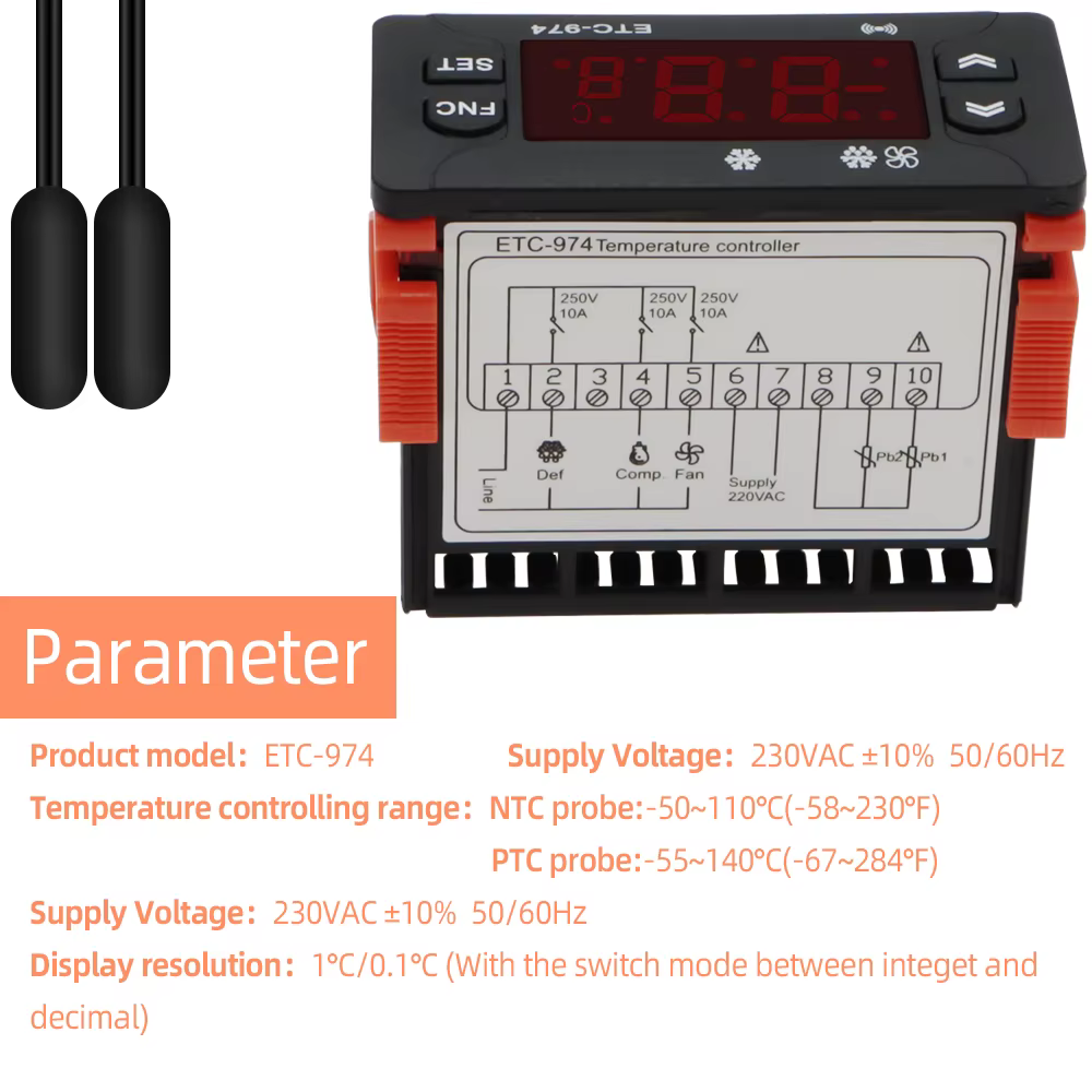 Régulateur de température ETC-974 micro-ordinateur 220V numérique Mini ThermoandreSotchi thermorégulateur Thermocouple NTC capteur de touristes