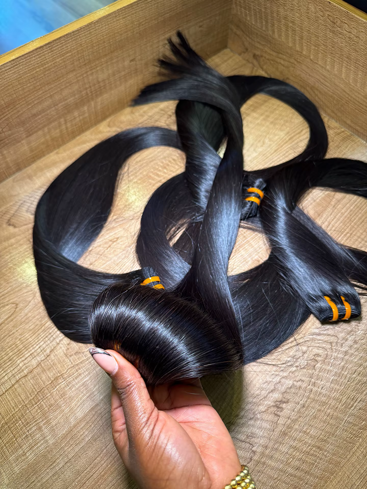 Extensions de cheveux humains lisses et épaisses de 26