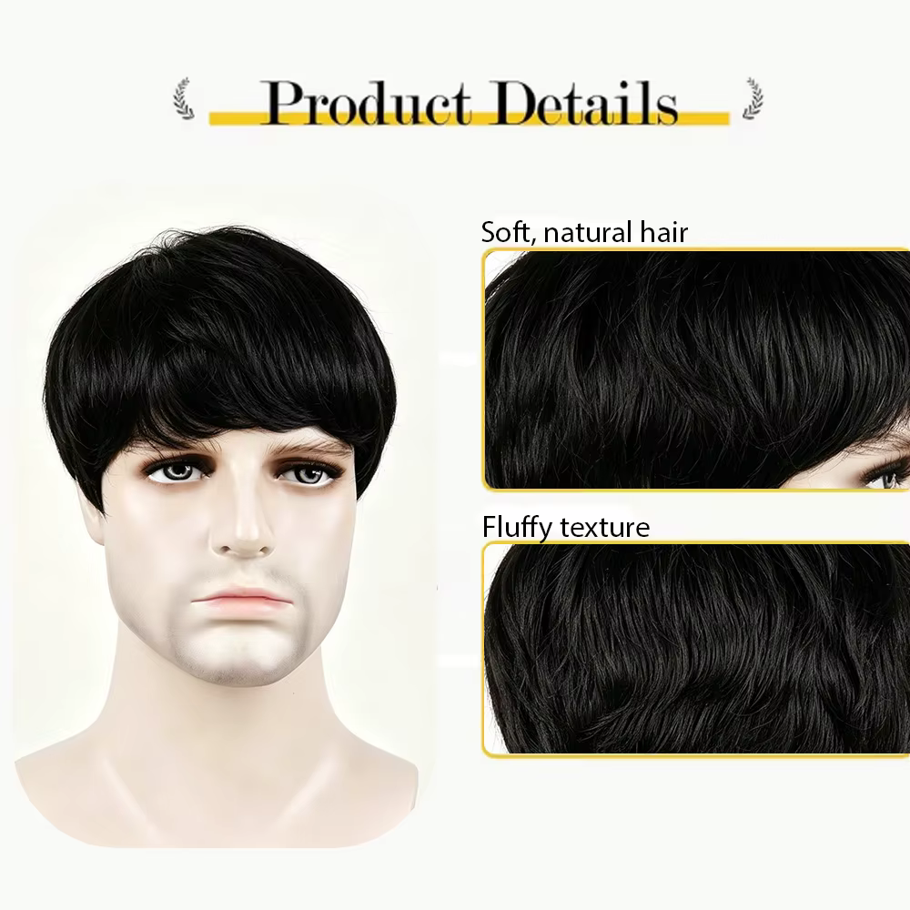 Perruque courte noire pour homme