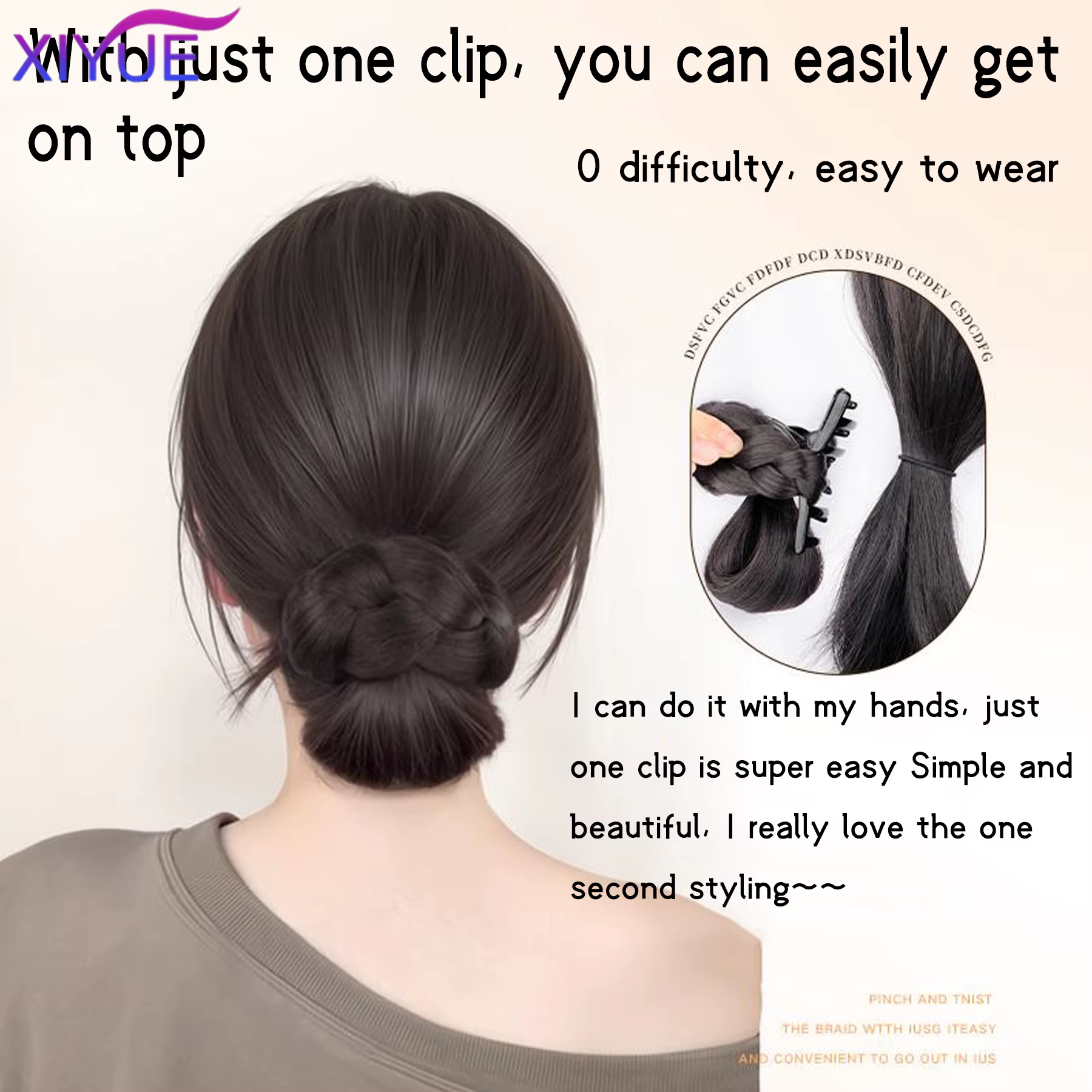 Coiffure synthétique à boucle avec pince à griffes