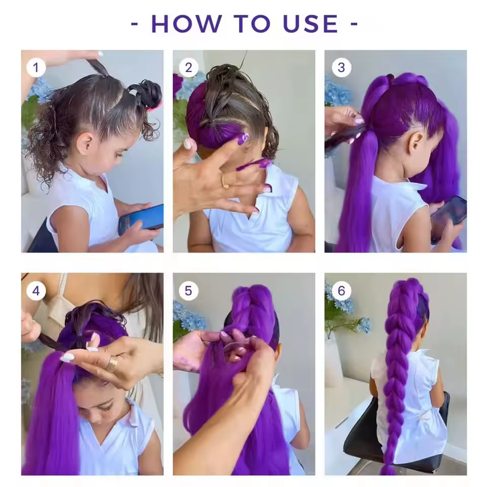 Extensions de cheveux synthétiques tressés violets longs de 24 pouces