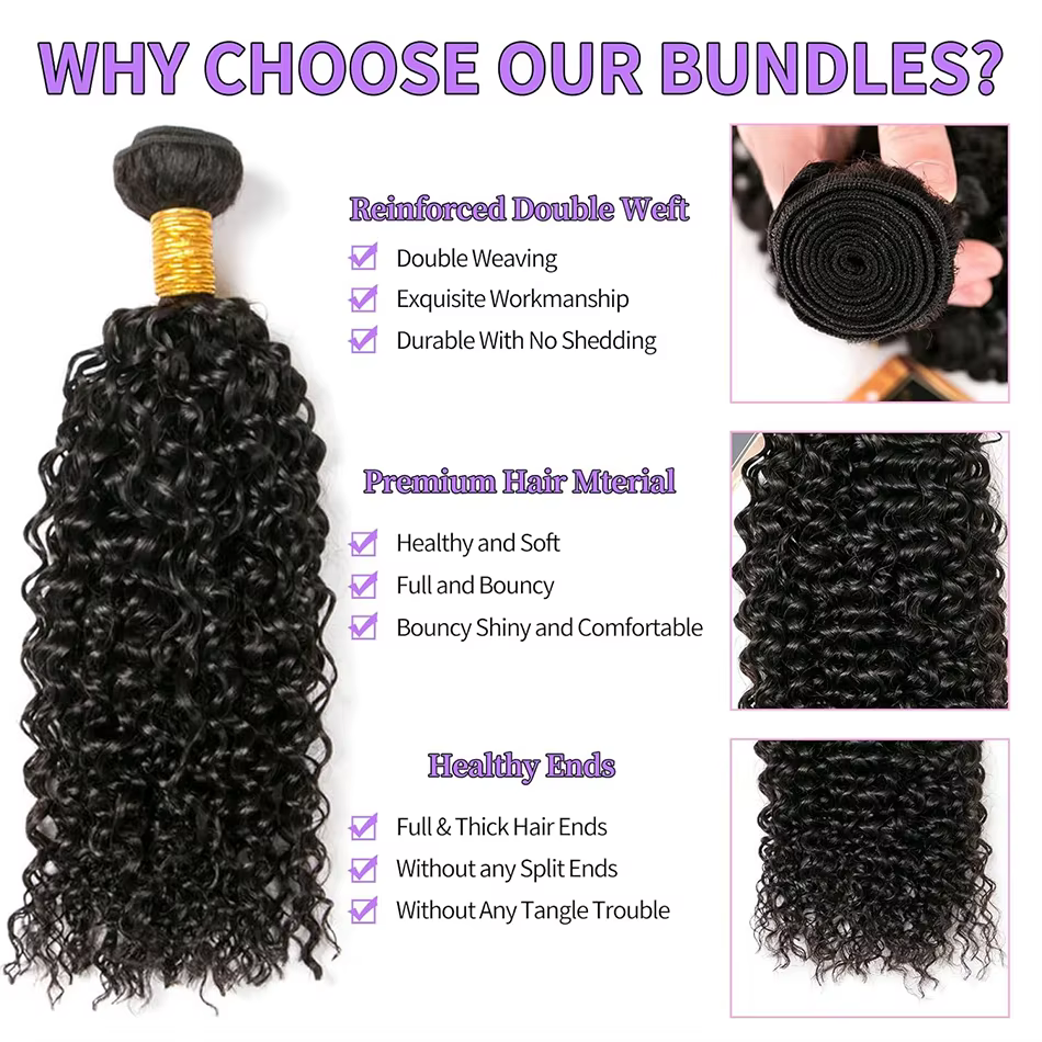 Cheveux Afro courts crépus bouclés 3 paquets traiter