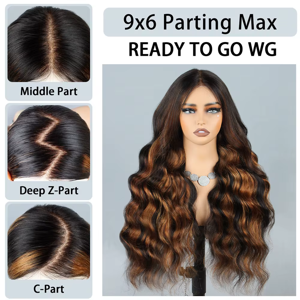 Perruque P1B/30 Highlight Body Wave en cheveux humains