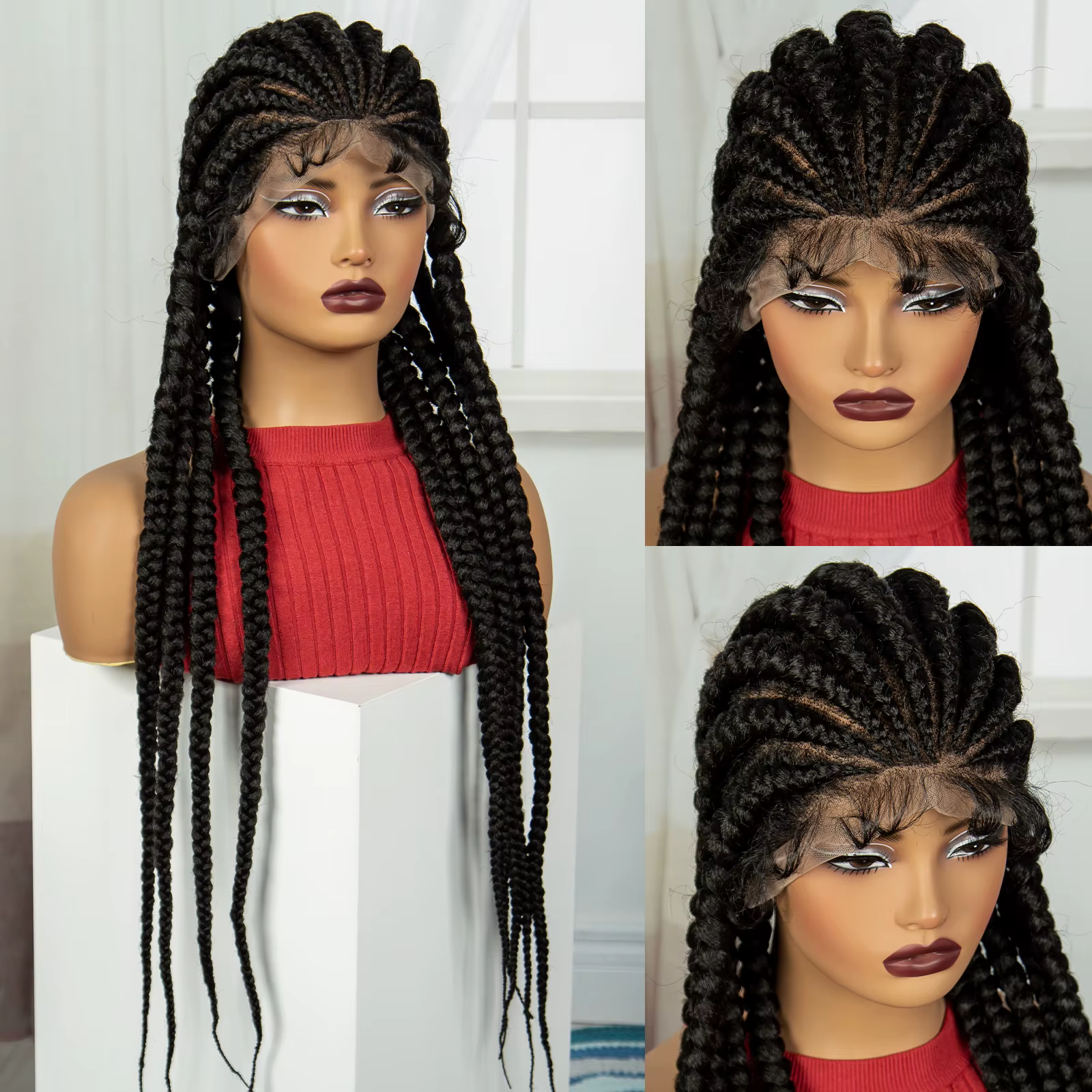 Perruques tressées Cornrow de 32 pouces