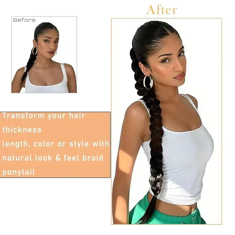 2 extensions de cheveux synthétiques tressées longues à enrouler