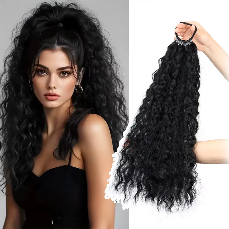 Extension capillaire synthétique longue bouclée de 18 pouces