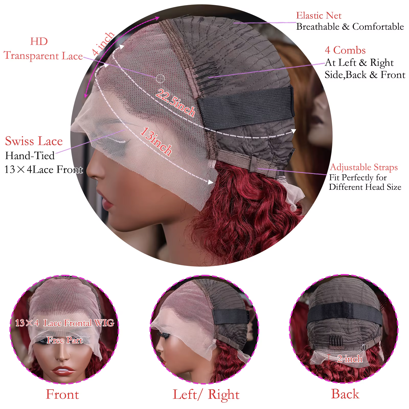Perruque Bob Lace Frontal Wig Remy naturelle