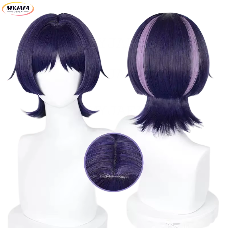 Perruque de Cosplay Scaramouche de haute qualité, Genshin Impact Snezhnaya Fatui Balladeer, cheveux synthétiques résistants à la chaleur, perruques de jeu Wanderer