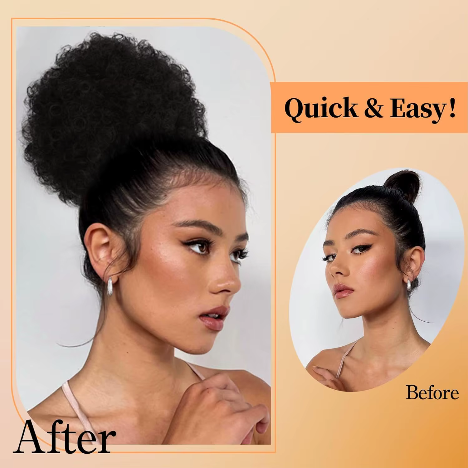 Queue de cheval synthétique Afro Puff pour femmes noires