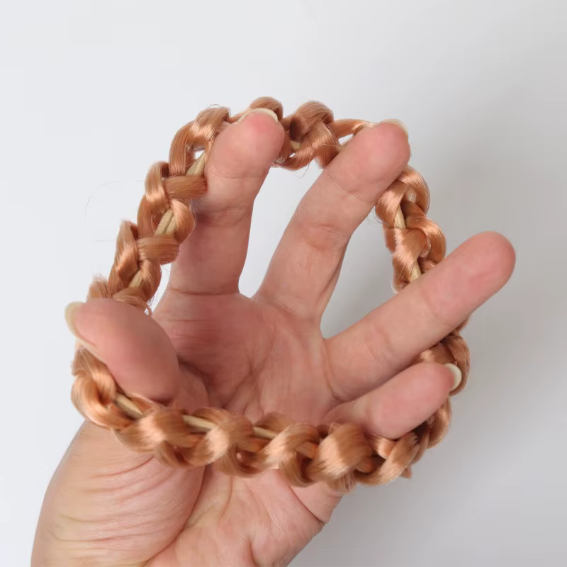Perruque queue de cheval bandeau élastique tissage tresse cheveux boucles