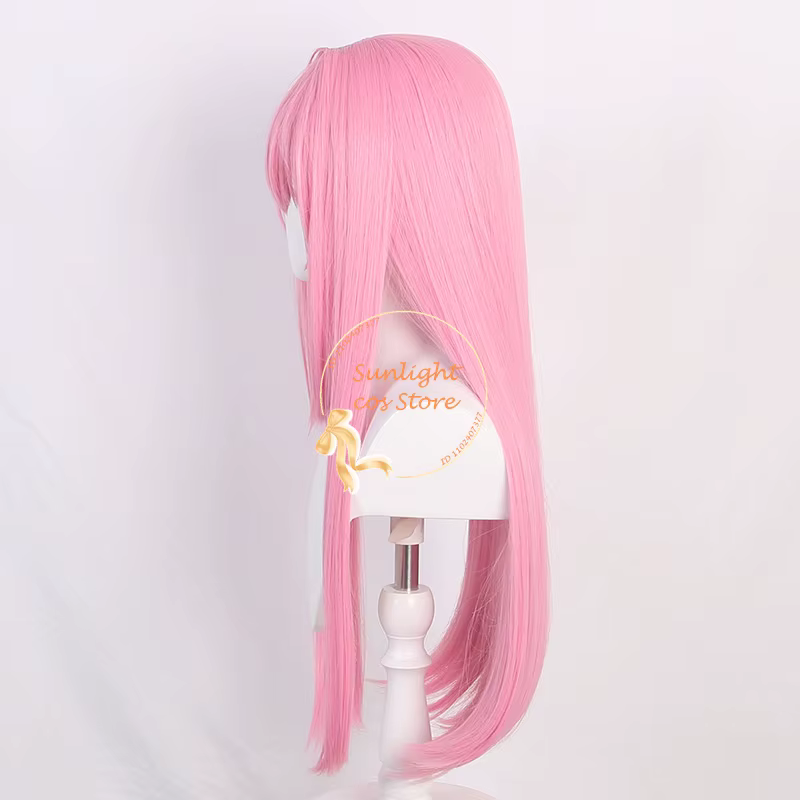 Haute qualité 80 cm Gotou Hitori Cosplay perruque Anime Cosplay rose cuir chevelu cheveux résistant à la chaleur perruques synthétiques en Stock + bonnet de perruque