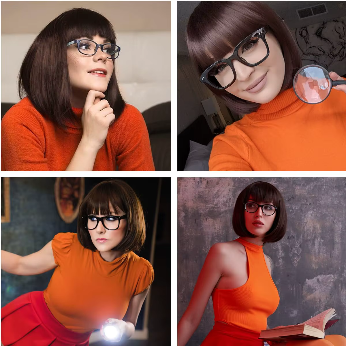 Perruque Bob Synthétique Courte avec Frange pour Femme