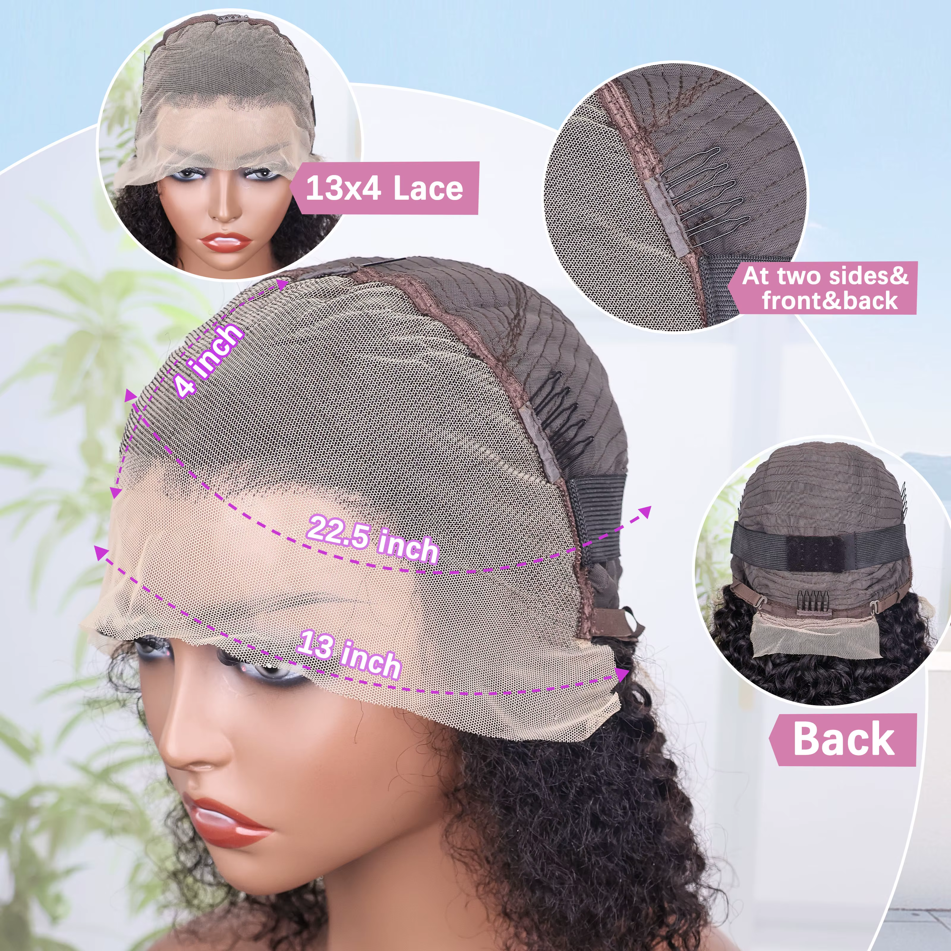 Perruque brésilienne Water Wave Bob avec dentelle frontale