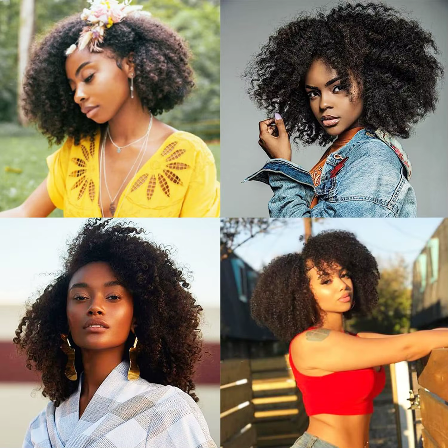 Extensions de cheveux humains bouclés crépus 4C à clipser