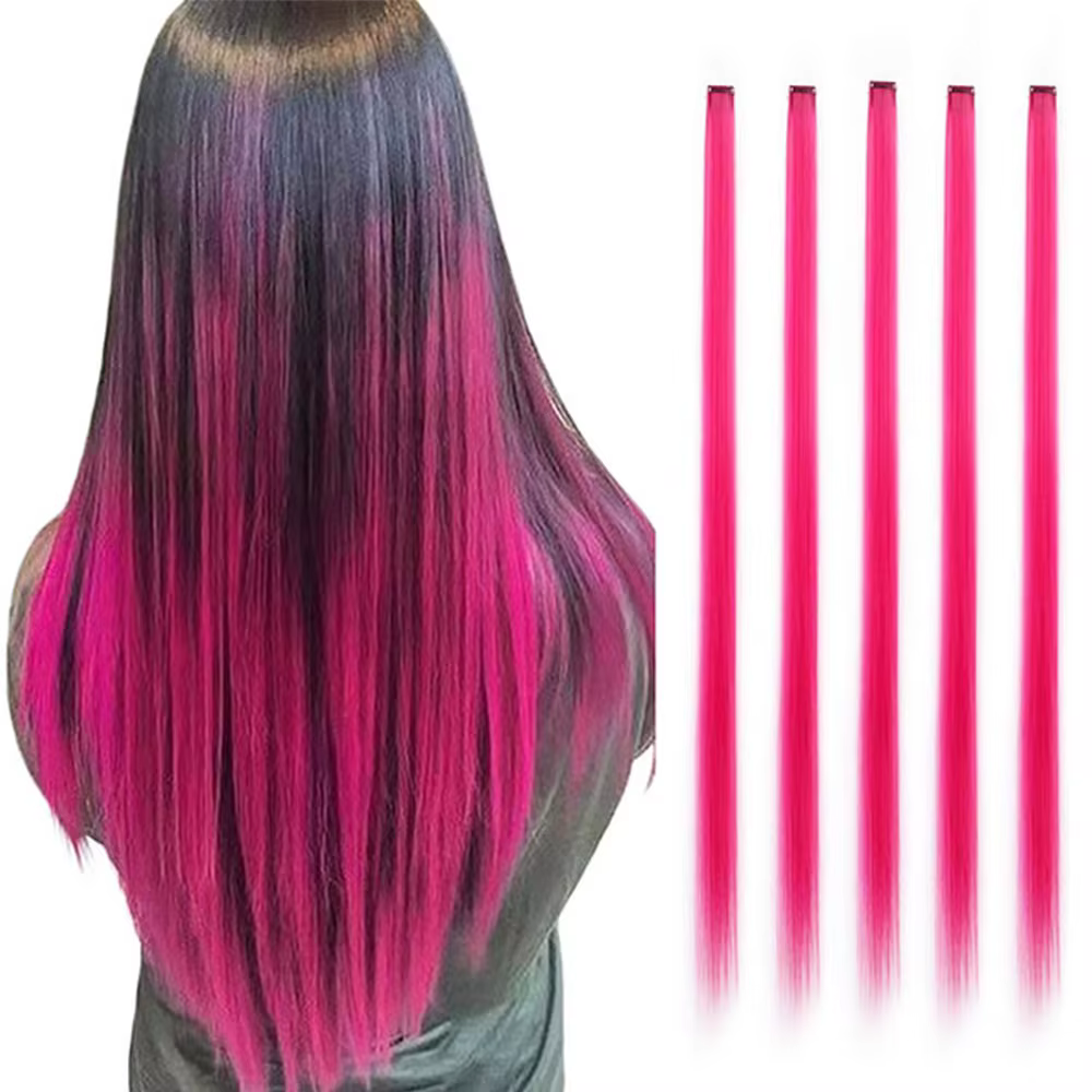 Extensions de cheveux synthétiques colorées à clips