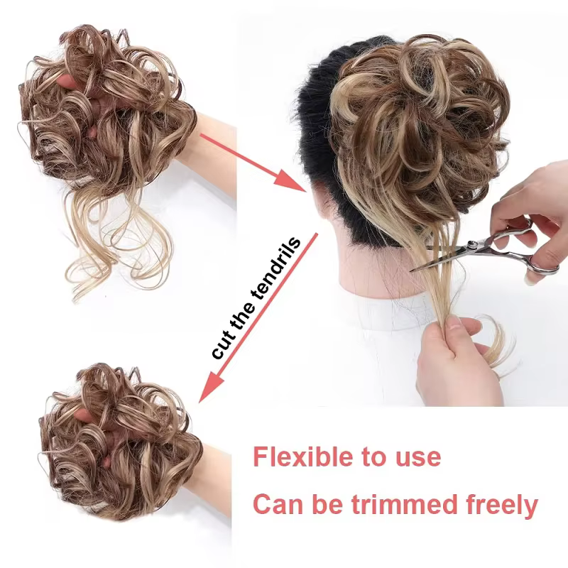 Chignon synthétique court ondulé bouclé désordonné élégant