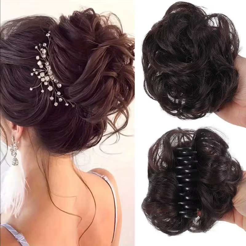 Nouveau! Chignon synthétique à clipser