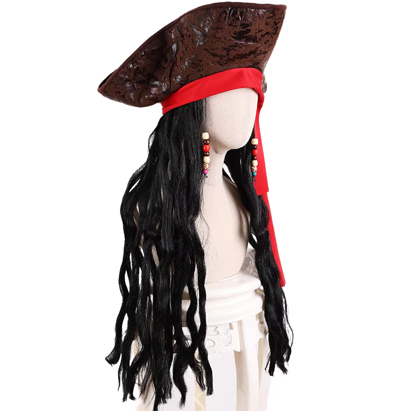 Perruque de chapeau de Pirate des caraïbes pour hommes adultes