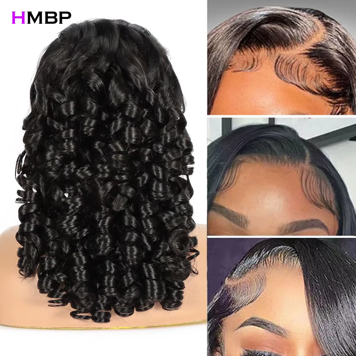 Perruques bouclées volumineuses 360/13x6 HD sans colle
