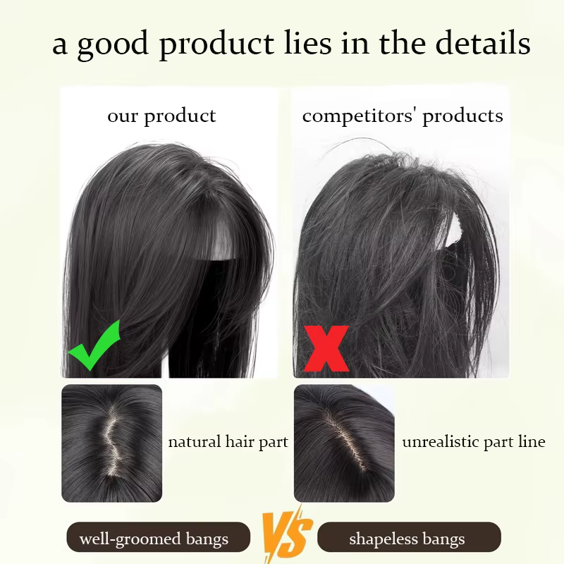 LUPU 24 pouces perruques cheveux noir perruque synthétique