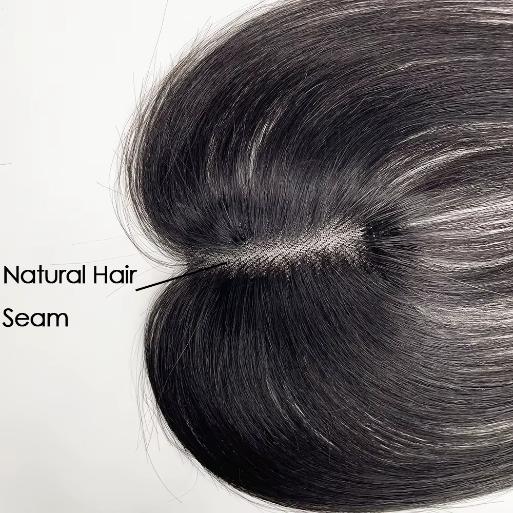 Topper de cheveux humains avec frange de rideau