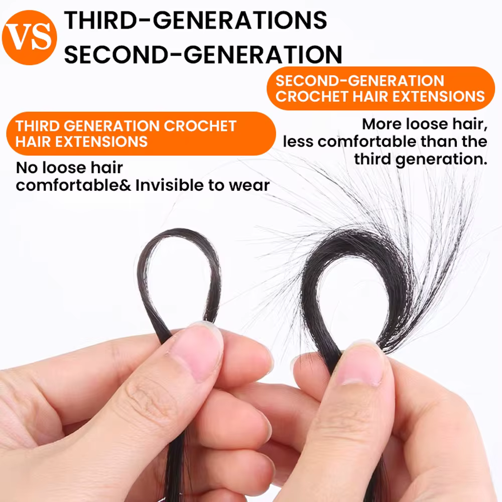 Extension de cheveux humains au Crochet bouclés profond de 3ème génération avec extrémité coily tresses Boho