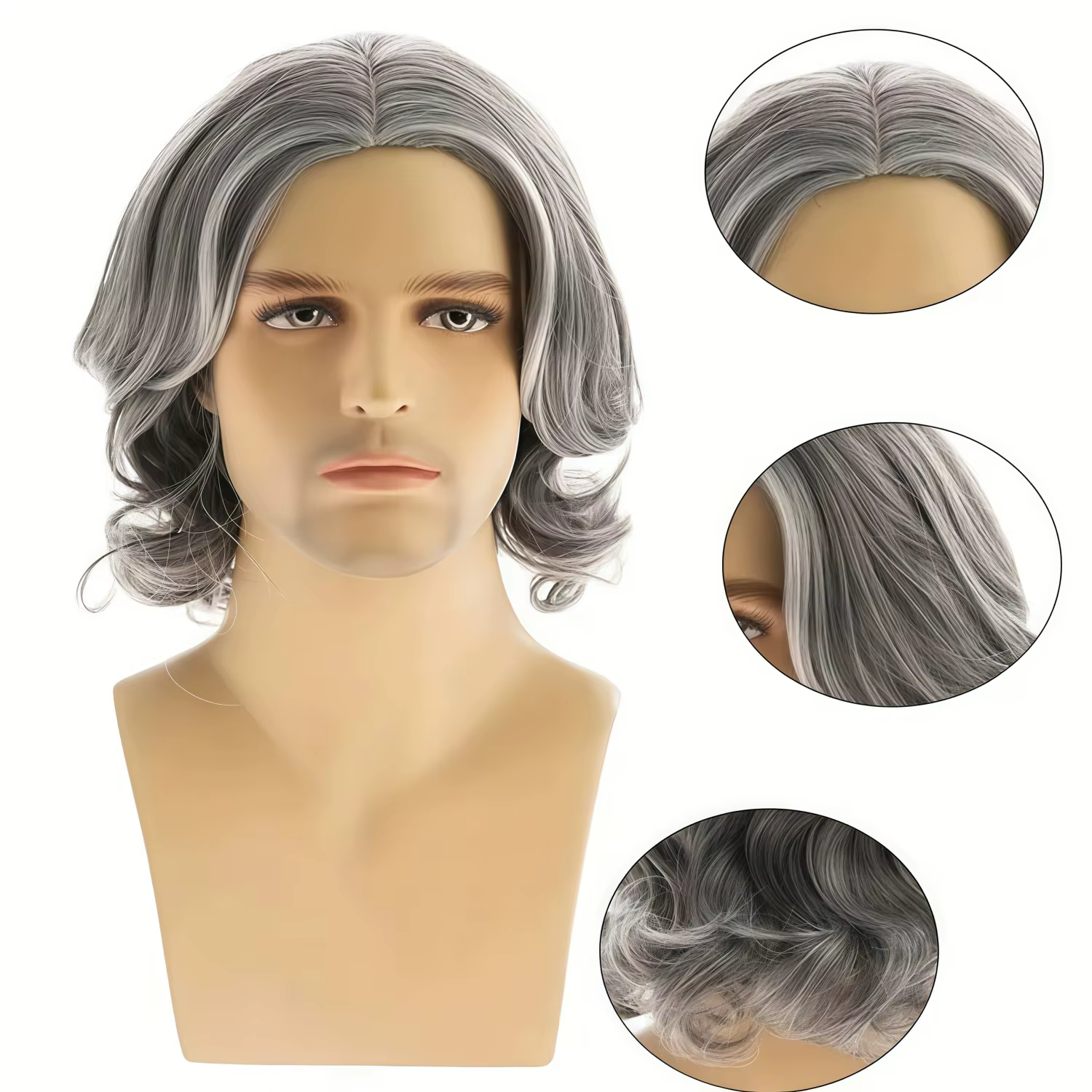 Perruque courte élégante gris argenté