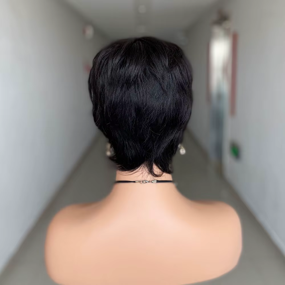 Perruque courte coupe lutin cheveux humains prêt à porter perruques