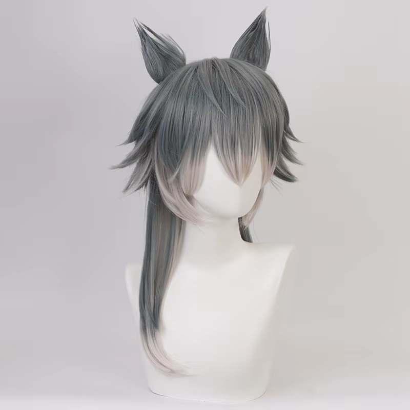 Perruque de Cosplay Anime BEASTARS Legoshi avec oreilles de loup, bêtes personnalisées, dégradé de couleurs, perruques de cheveux résistantes à la chaleur + bonnet de perruque