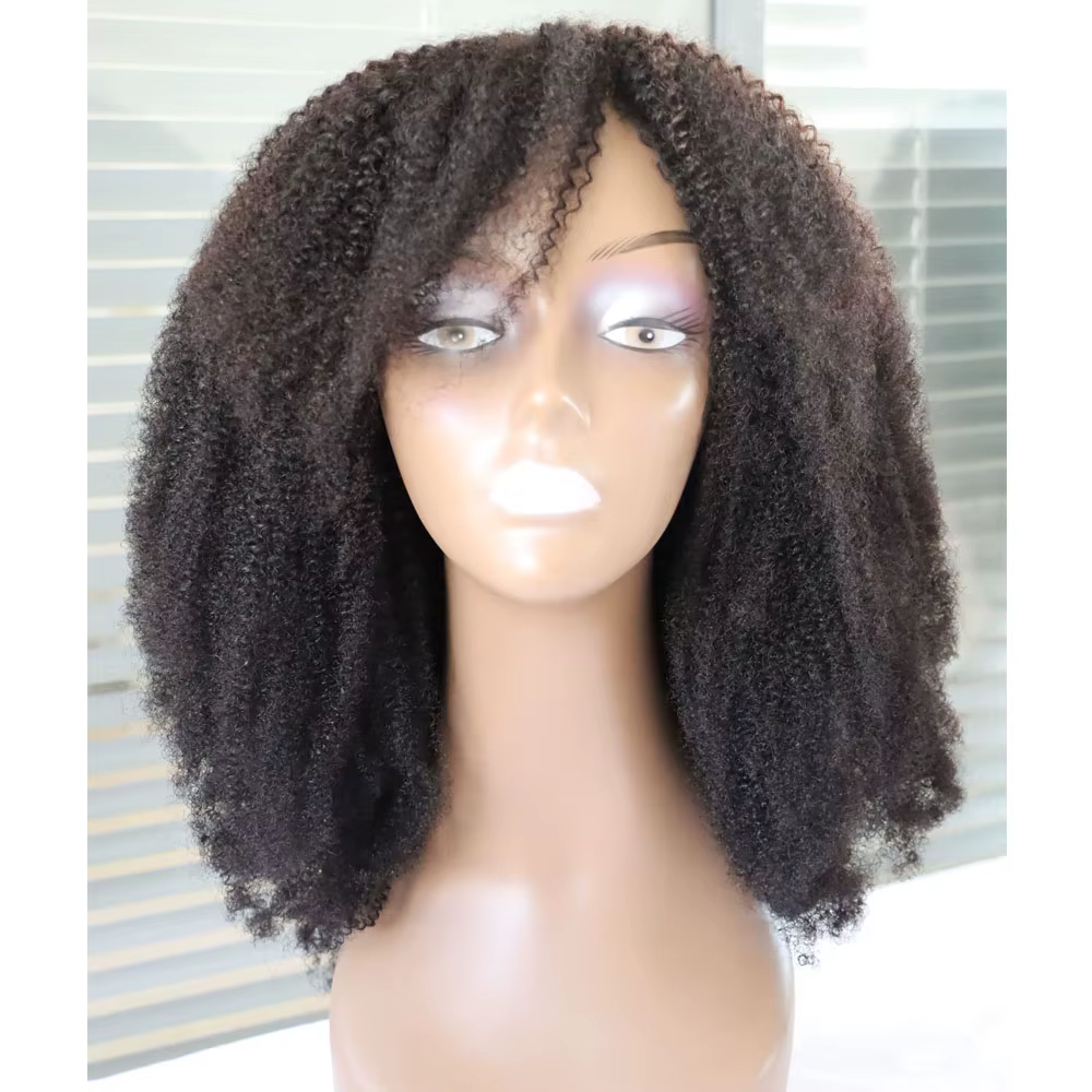 Perruque de cheveux humains longs bouclés 4C