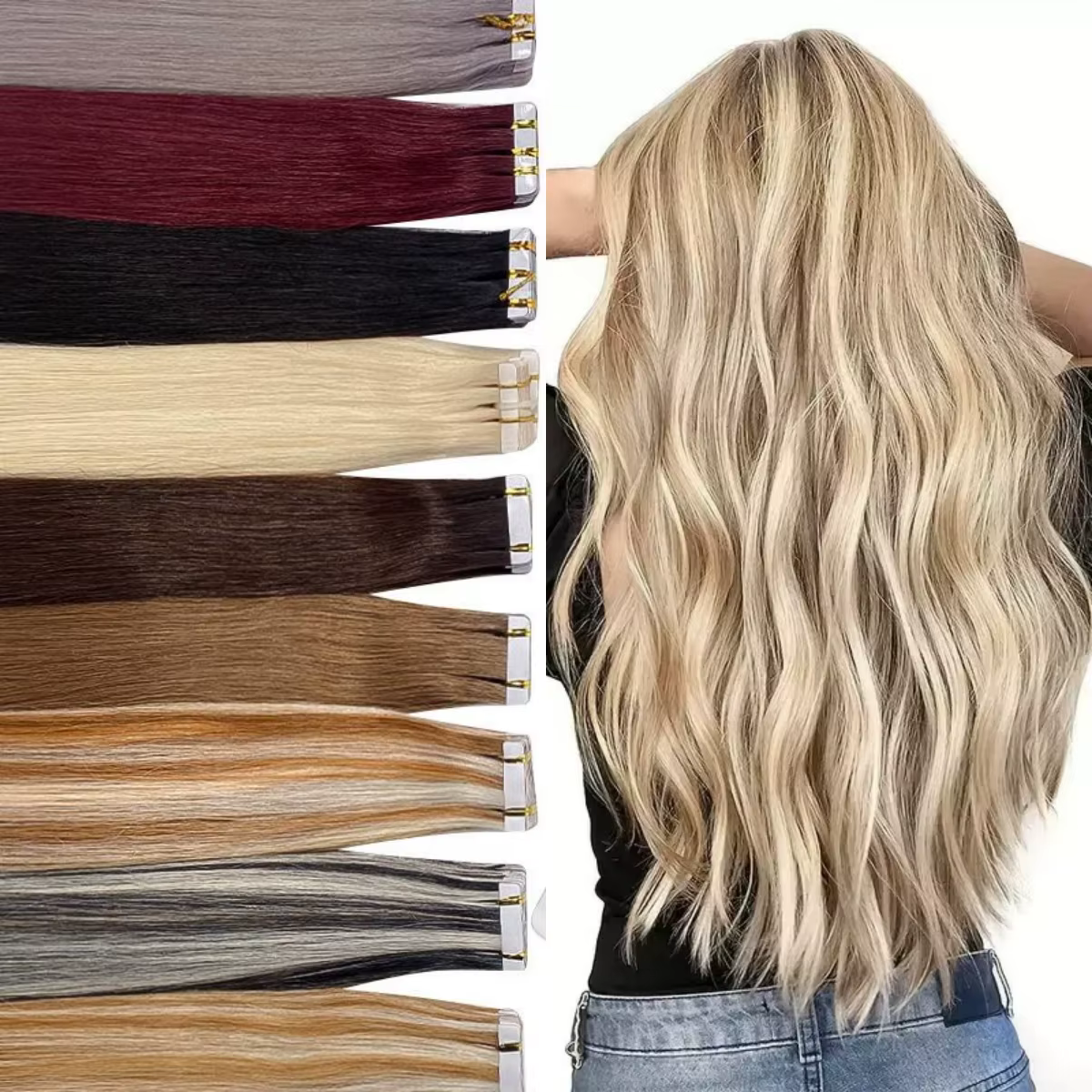 Nouvelles extensions de cheveux humains de 18 pouces pour femmes