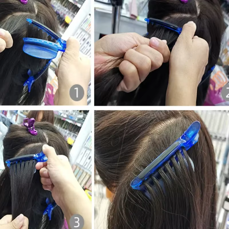 Clips de séparation bleus pour extensions de cheveux – Outils professionnels pour coiffeurs et salons