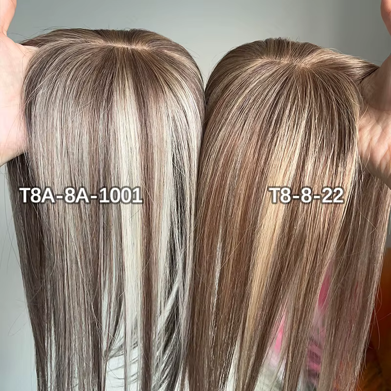 Topper de cheveux humains brun Ombré Balayage 7x11cm