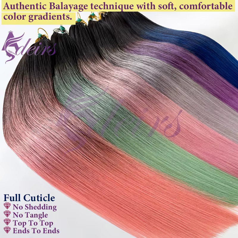 ADEIRS plume extensions de cheveux droite 100% réel humain Microring