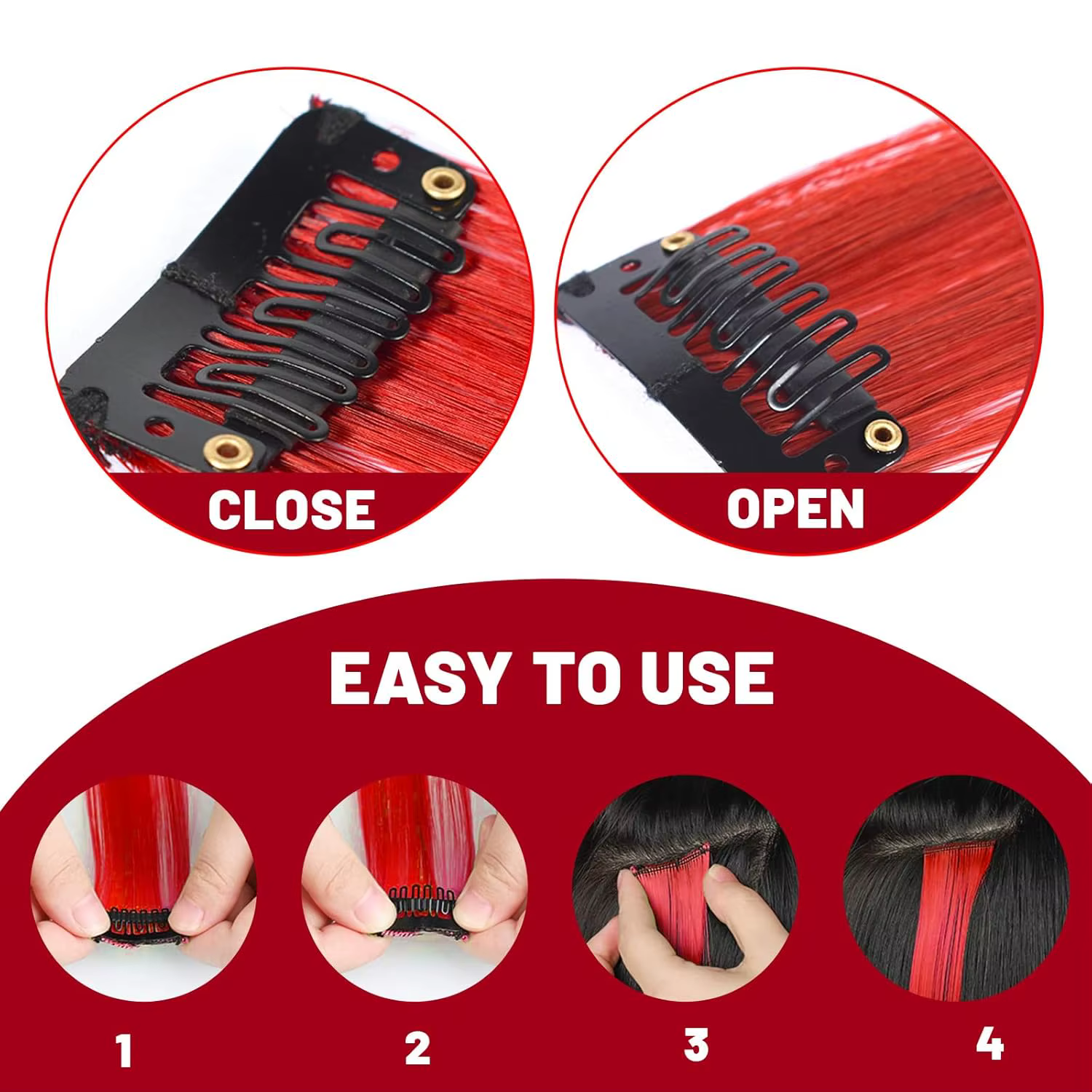 Extensions capillaires synthétiques noires longues et lisses