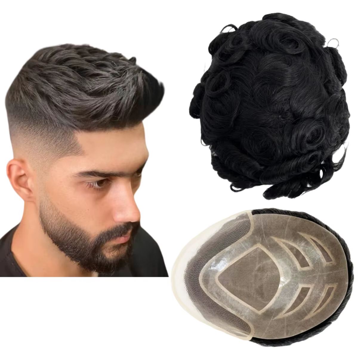 Toupet bouclé pour hommes