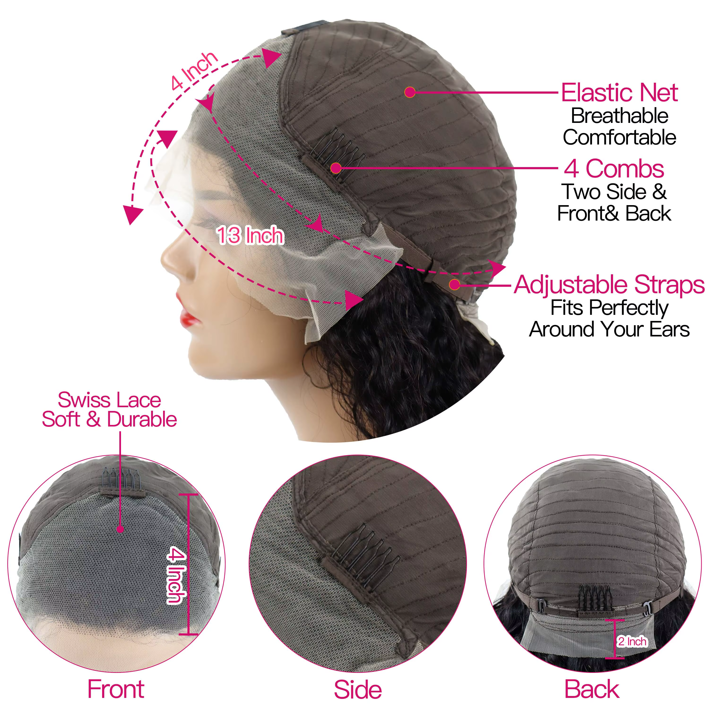 Perruque Bob Mureen 4/27 Highlight en Cheveux Humains Lisses