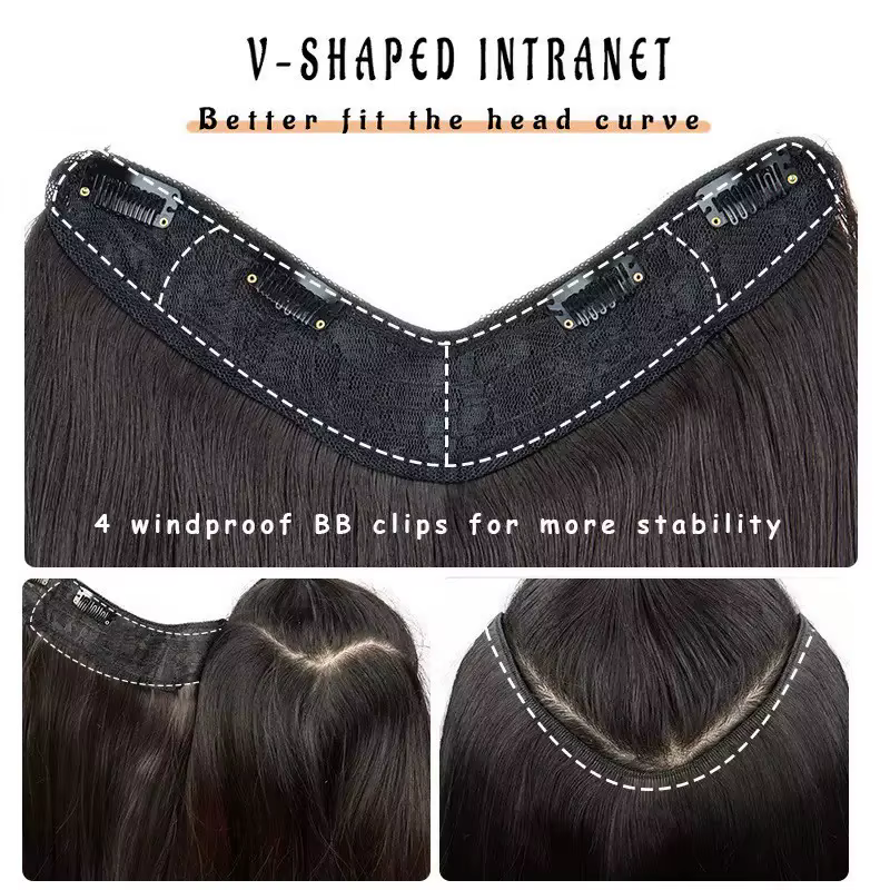 Extensions de cheveux noires à clipser pour femmes