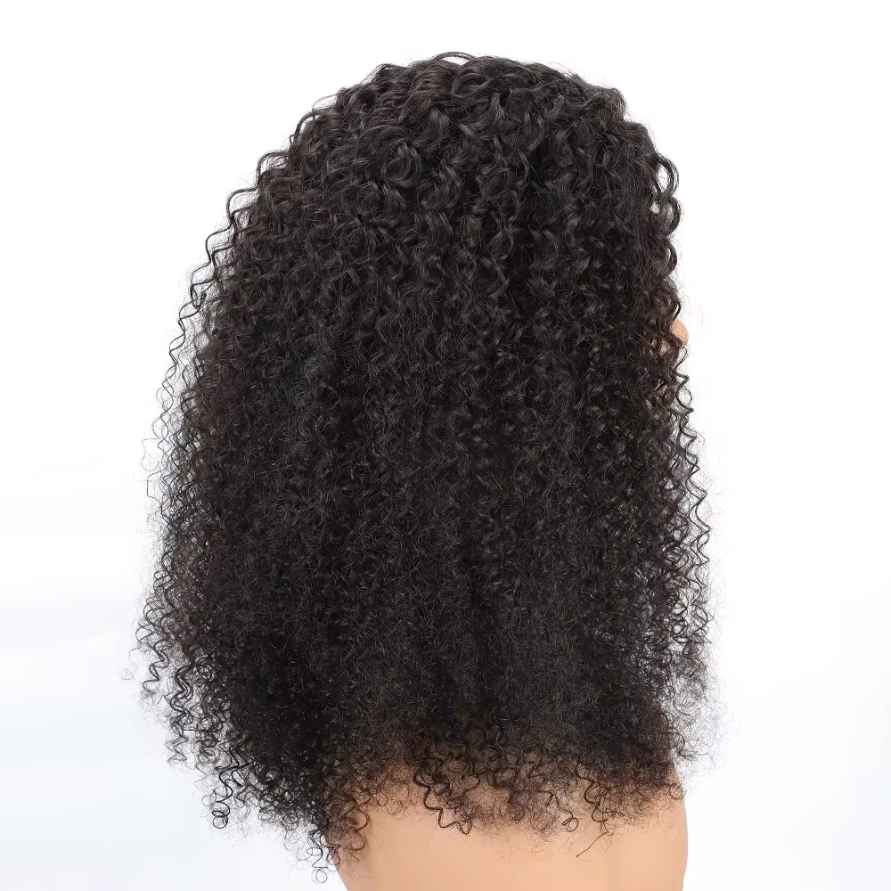 Perruque mi-tête bouclée en cheveux humains 250% densité