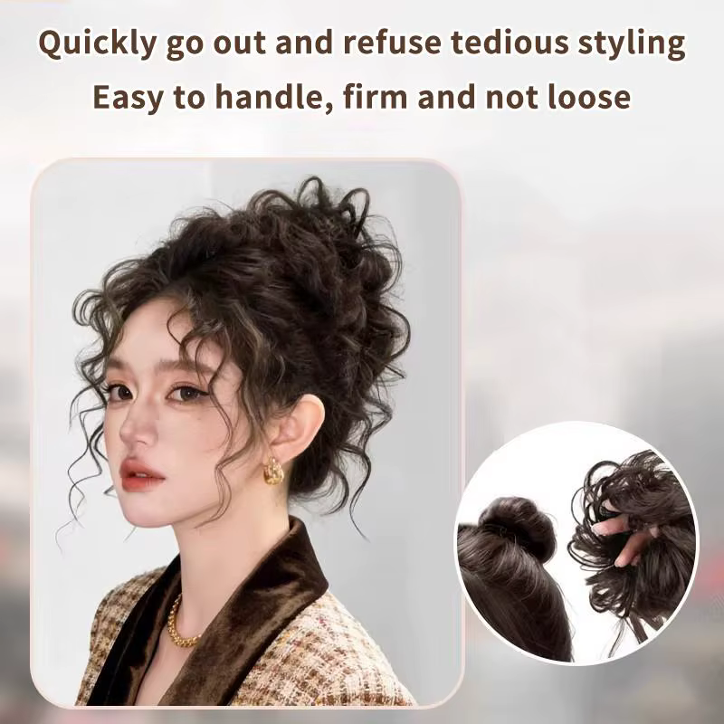 Chignon bouclé et moelleux avec élastique