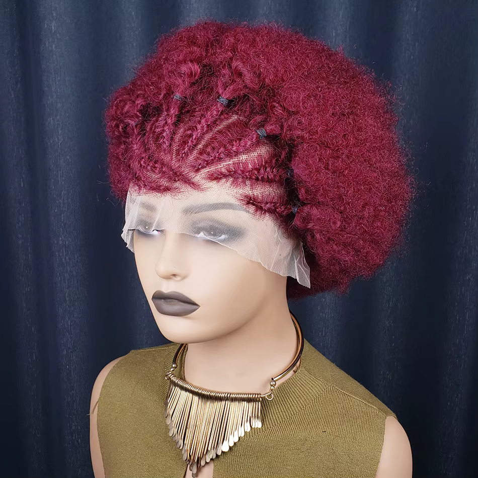 13x4 court Afro crépus bouclés Bob dentelle avant tressé perruques pour les femmes noires