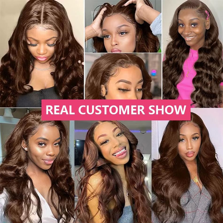 Perruque Lace Frontale HD Marron Chocolat 13x4 Body Wave