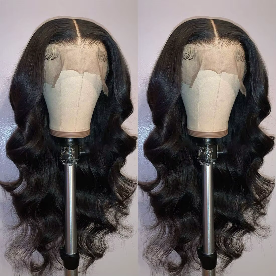 Élégance au quotidien | Perruque synthétique noire élégante à boucles mi-longues pour femmes
