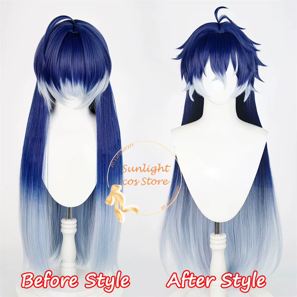 EN STOCK Anime Kyryll Chudomirovich Flins Cosplay perruque 90 cm bleu dégradé perruques résistant à la chaleur cheveux