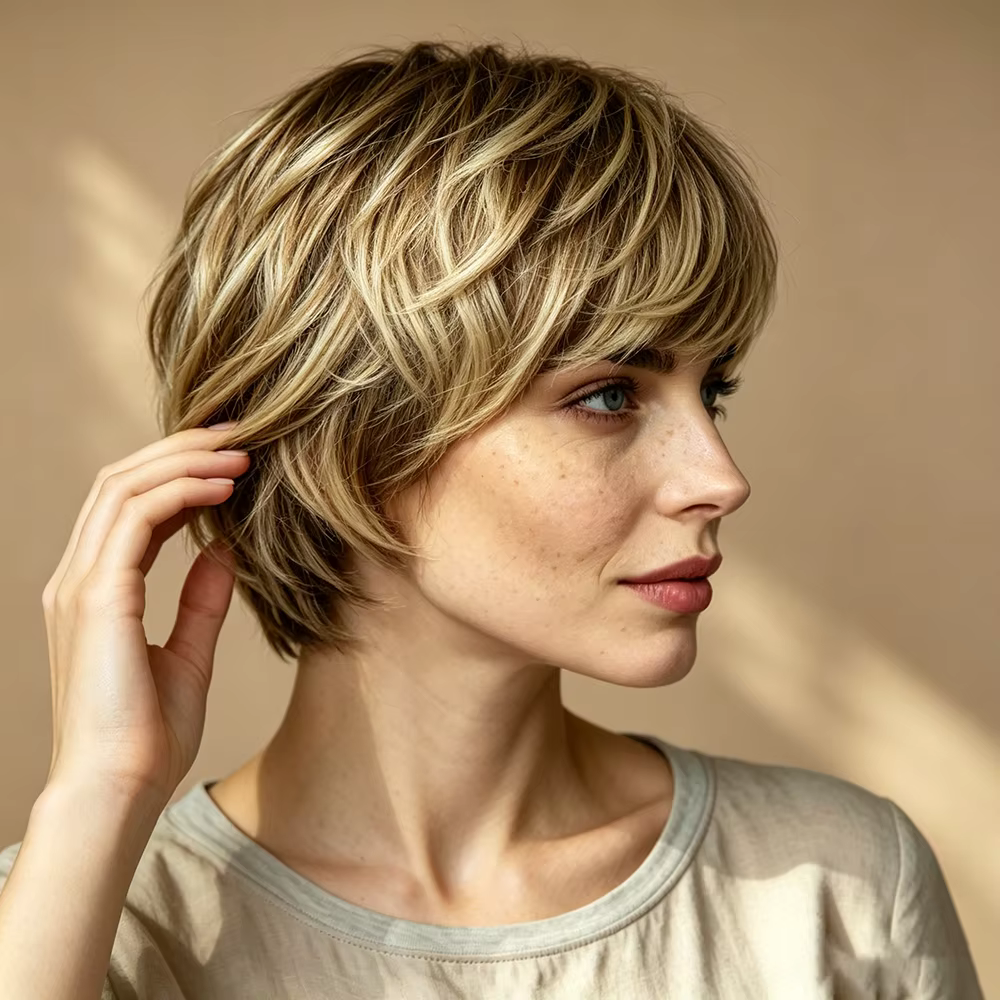 Perruque courte pour femme en cheveux naturels
