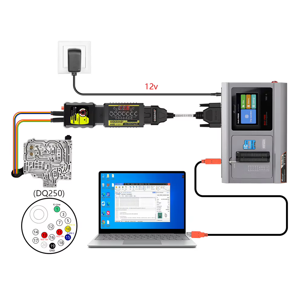 Câble ECU G-V GODIAG pour connecter Xhorse Zagreb TI PROG avec GTknit ou GTknit + GPT BENCH BOOT pour lire et écrire des données